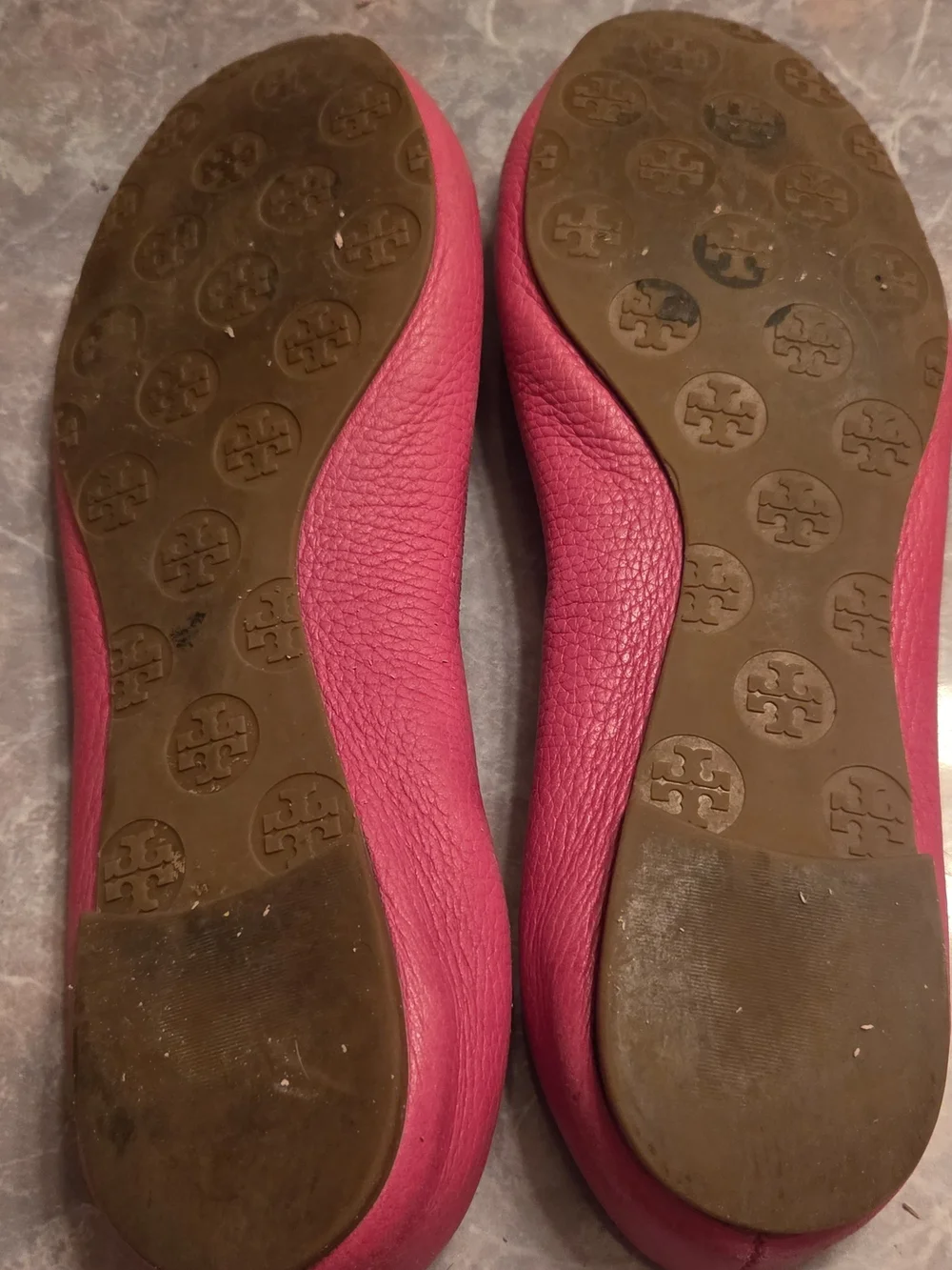 Tory Burch Pink Leather Reva Ballet Flats